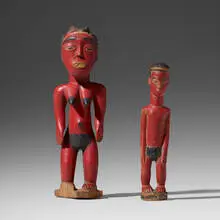Baule, Blolo (spirit spouses), pair, carved and painted wood