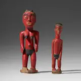 Baule, Blolo (spirit spouses), pair, carved and painted wood