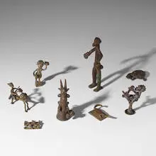 Asante, Mrammou (goldweights), collection of eight, brass
