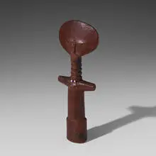 Akua'ba figure by Asante, carved wood, beads, string, sold Aug 2020