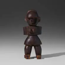 West African, figure, carved wood, steel