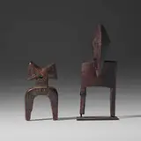 West African, Heddle pulleys, set of two, carved wood