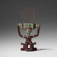Baule, comb, carved and painted wood, steel