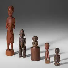 collection of five figures by African, carved wood, sold Aug 2020
