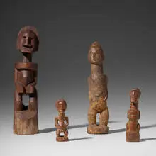 collection of four figures by African, carved wood, sold Aug 2020