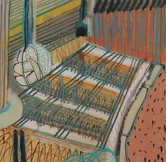 Untitled by Chloe Fremantle, gouache 17.5 x 17.8cm, sold Oct 2021