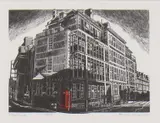 Anne Desmet, Untitled, Anne Desmet (b.1964) 'QEH' wood engraving in colours