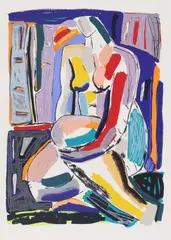 Fraser Taylor, Untitled, Fraser Taylor (b.1960) 'Crouched Woman' screenprint in colours