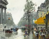 Constantine Kluge, Paris Café Scene, oil on canvas