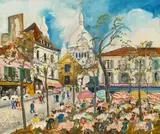 Lucien Génin, Place de Tertre, oil on canvas