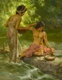 Bathing by Fernando Amorsolo, 1957, oil on canvas, sold May 2007