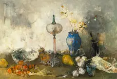 Jean Jansem, Nature morte au pot bleu, c.1962, oil on canvas