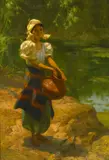 Fernando Amorsolo, A Young Girl Collecting Water, 1937, oil on canvas on board
