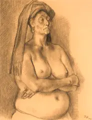 Torso Study by Francisco Zúñiga, 1977, charcoal on paper, sold May 2007