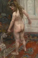Alfred Marxer, Mädchen mit Holzpferd, 1908, oil on canvas