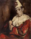 Álvaro Delgado Ramos, Pierrot en Rojo, oil on canvas