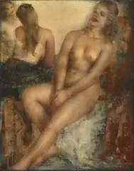 Grigory Gluckmann, Relaxing, oil on panel