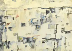 Maria Helena Vieira da Silva, Untitled, 1958, oil on canvas (burlap)
