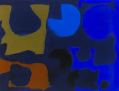 Patrick Heron, Indigo Round Umber and Venetian and Into Ultramarine, 1968, gouache on paper