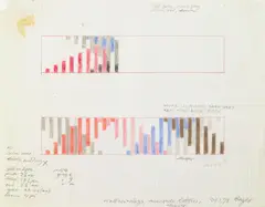 Herbert Bayer, Untitled (Studies for Wall Coverings, Anaconda Lobbies, Denver), 1978, color pencil on graph paper
