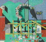 (n & a) Herbert Bayer, Two Owls, 1948, acrylic on board