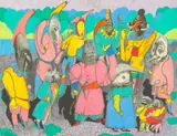Mihail Chemiakin, Carnival at St. Petersburg, 1979-1981 (3), mixed media with collage on paper