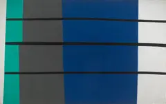 Robert Breer, Composition en trois lignes, no. 2, 1955, oil on canvas