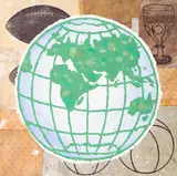 Donald Baechler, Globe, 1999, acrylic and fabric on canvas