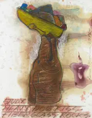 Dennis A. Oppenheim, Study Heavy Dog Kiss, 1992, watercolor, charcoal and pastel on paper