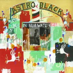 Radcliffe Bailey, Astro Black, 1995, oil, acrylic, cloth, paper, wood, and Plexiglas on panel