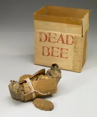 Manuel Neri, Dead Bee, cardboard, masking tape, newspaper, string, rocks, glue and a rubber stamped box