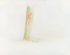 Bruce Nauman, Study for the Right Half of My Body Carved into a Tree, c.1967, watercolor and ink on paper