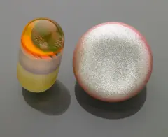 Terry O'Shea, Yo-Yo; Pill (2), acrylic, glitter, and resin with wooden box