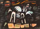 John Charles Haley, Pegasus' First Flight, casein on paper