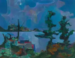 Mexican Lake by Jack Zajac, 1952, oil on canvas, sold May 2007