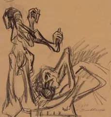 War Series by Hans Burkhardt, 1942, charcoal on paper, offered May 2007