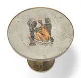 Philip and Kelvin Laverne, Après Picasso Etruscan Patinated Brass & Enameled Pewter Table, Ca. 1970