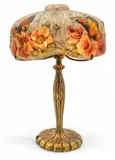 Pairpoint, Reverse Painted Puffy Shade, Ca. 1907, Ca. 1907, Lacquered Brass table lamp