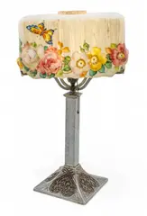 Reverse Painted Puffy Glass Shade by Pairpoint, sold Dec 2024