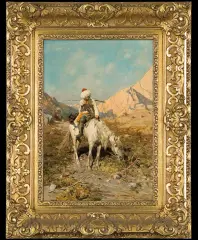 CZERKIESI by Alfred Wierusz-Kowalski, olej, deska, sold Dec 1994