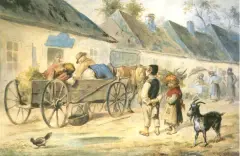Franciszek Kostrzewski, Przed karczmą, akwarela, papier