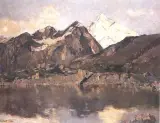 Widok na Weisshorn znad Zielonego Stawu by Autor nierozpoznany, olej, płótno, sold Dec 1994