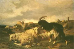 Louis Robbe, Na pastwisku, olej, płótno