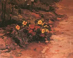 Nasturcje by Iwan Trusz, olej, deska, sold Oct 1994