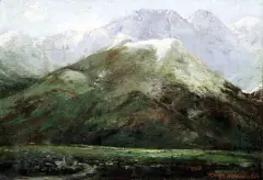 Aleksander Mroczkowski, Widok na Tatry i Zakopane, olej, tektura