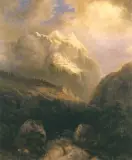 Pejzaż alpejski by Autor nierozpoznany, olej, płótno, sold Jun 1994