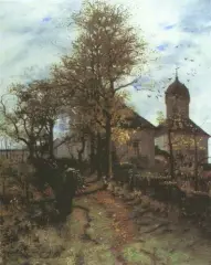 Opuszczona plebania by Adam (Brat Albert) Chmielowski, olej, płótno, sold Jun 1994