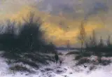 Friedrich Josef Heydendahl, Pejzaż zimowy z myśliwym, olej, płótno