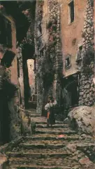 Uliczka w Cervara ... by Aleksander Gierymski, olej, deska, sold Jun 1994