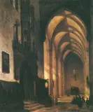 Aleksander Gryglewski, Wnętrze kościoła, olej, płótno